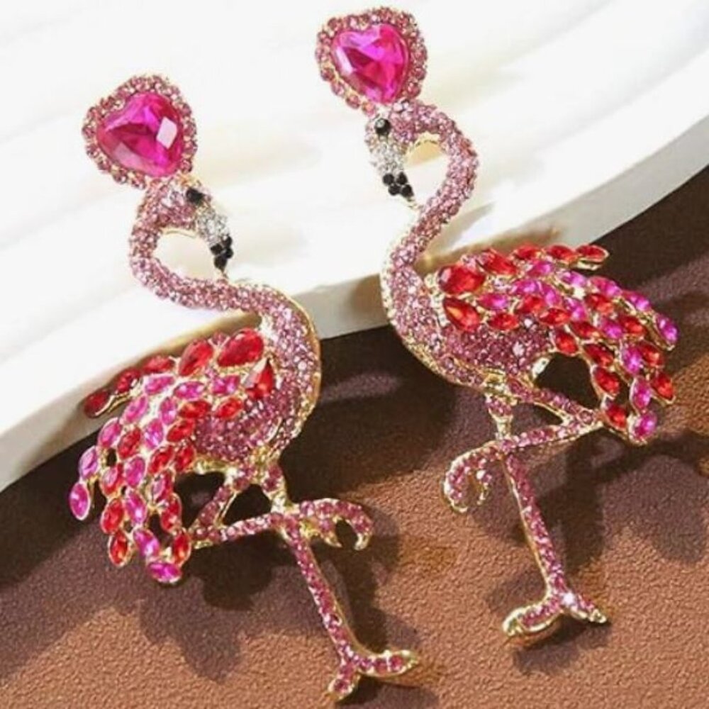 "Brea"  Rhinestone Flamingo Drop EarringsEarrings